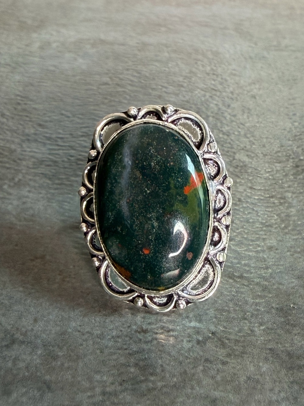 Bloodstone Jasper Gemstone Women Jewelry Ring Size 9.25 Silver 925 Plated